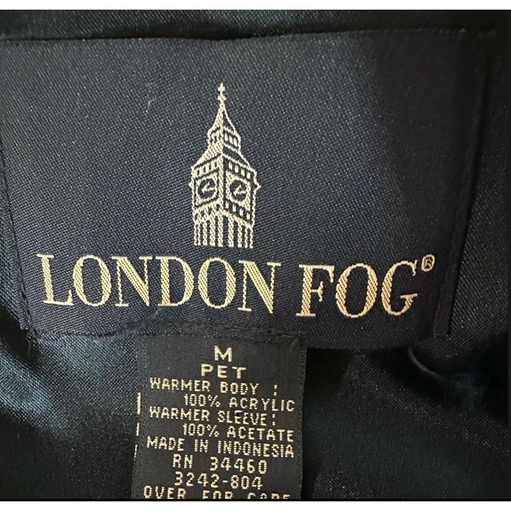 London Fog Navy Trench Coat With Zip Out Lining and Concealed Buttons Size M Pet - Picture 9 of 12